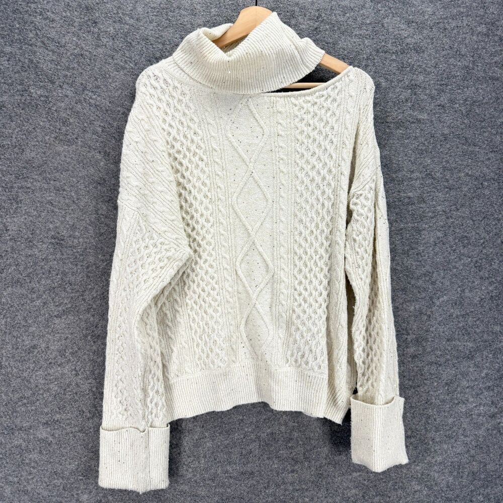 Sofia Sweater Pullover Women XL Gray Knit Sequin Turtleneck Long Sleeve Casual